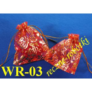 Woreczki z organzy w róże 9X12 10 szt WR-03