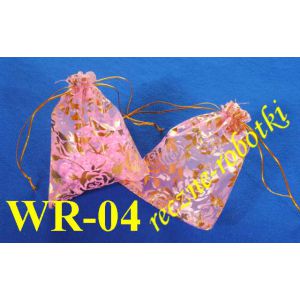 Woreczki z organzy w róże 9X12 10 szt WR-04