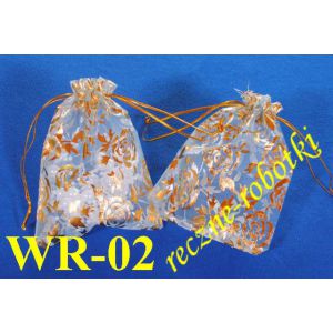 Woreczki z organzy w róże 9X12 10 szt WR-02